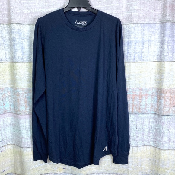 NWOT Acrux Scoop Hem Long Sleeve Navy T-Shirt - Picture 1 of 6